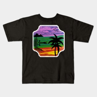 Tropical Landscape Fluid Art Design Kids T-Shirt